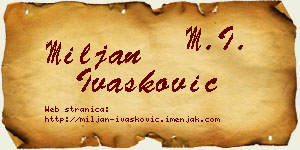 Miljan Ivašković vizit kartica